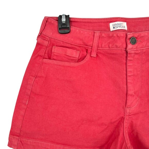 Market & Spruce Coral Cotton Blend Flat Front Mid-Rise Shorts Size 12 NWT - Picture 2 of 8